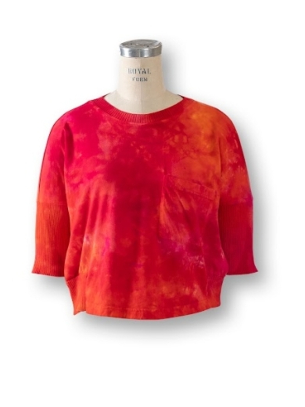 Vibrant Red-Orange Tie-Dye Pullover Sweater